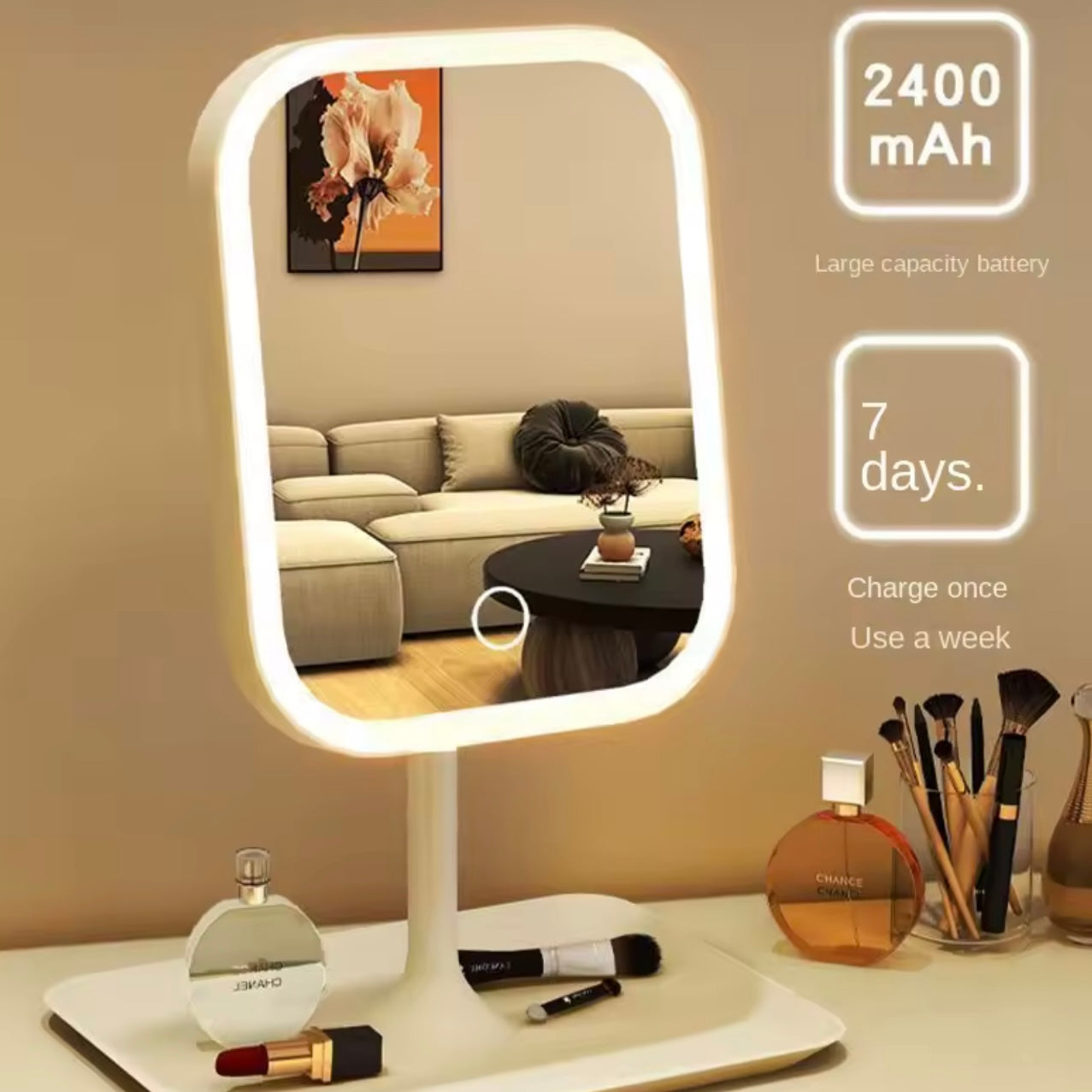 PEACH POP™ - Desktop LED Makeup Mirror