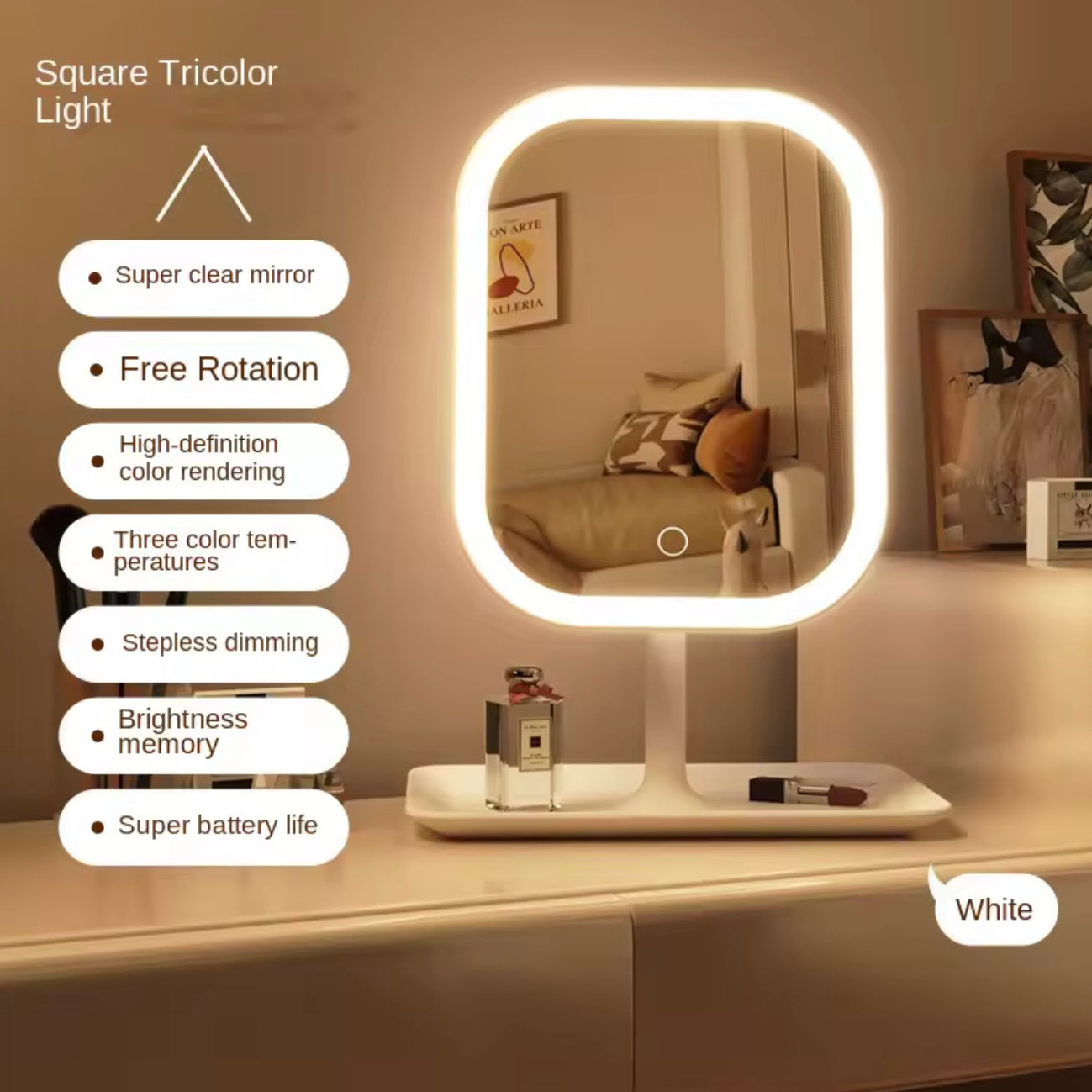 PEACH POP™ - Desktop LED Makeup Mirror