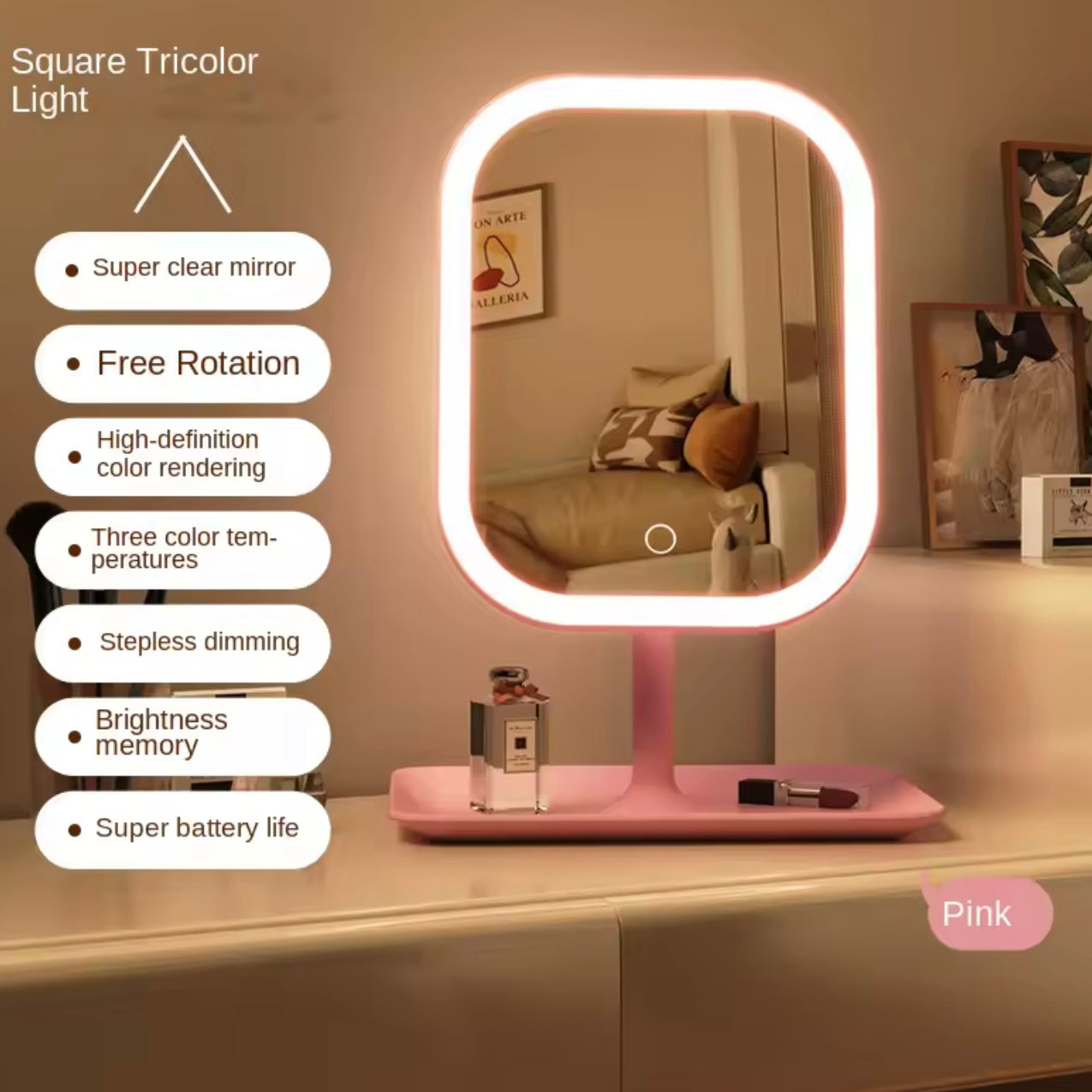 PEACH POP™ - Desktop LED Makeup Mirror